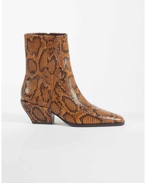 ASOS Raul - bottines à talon style western - imprimé serpent - Marron