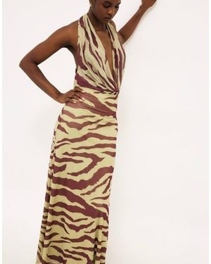NA-KD Halterneck Maxi Dress - Metallic