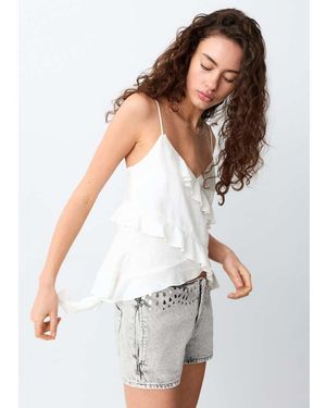 Mango Teen Ruffle Detail Cami Top - White
