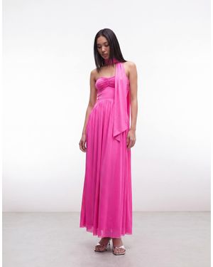 AFRM Rori Detatchable Scarf Sculpted Waist Bandeau Maxi Dress - Pink