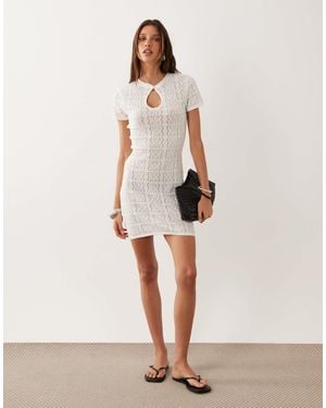 Mango Knitted Mini Dress - Natural