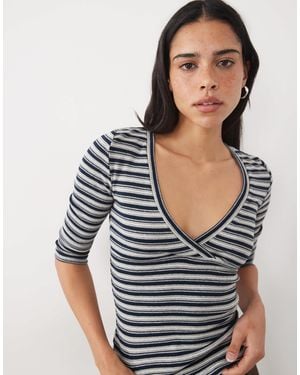 Motel Silea 3/4 Length V-neck Top - Blue