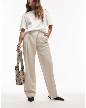 ASOS Pantalon ample et ajusté avec taille croisée - taupe - Blanc