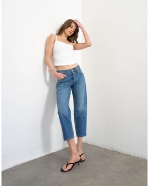 TOPSHOP Runway Mid Rise Straight Cropped Jean - Blue