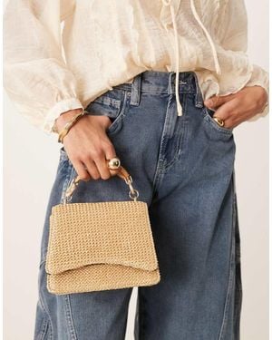 ASOS Resin And Straw Top Handle Crossbody Bag - Natural
