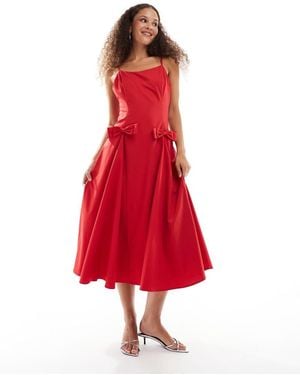 Sister Jane Bow Midaxi Cami Dress - Red