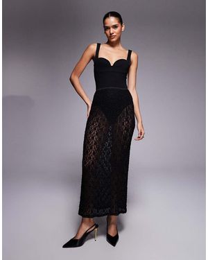 ASOS Co-ord Sheer Lace Midi Skirt - Black