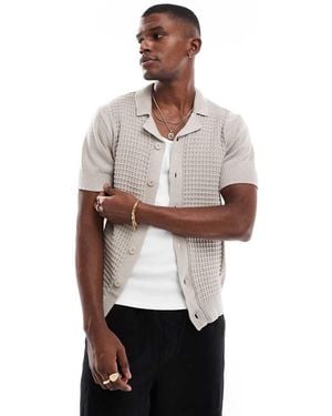 New Look Retro Bowling Knitted Shirt - White