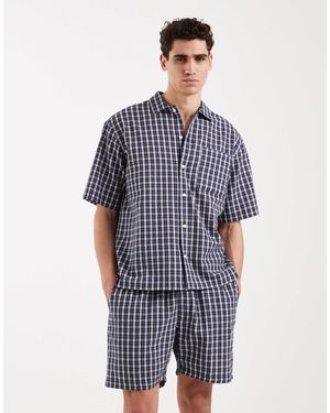 Redefined Rebel Slade - short d'ensemble confort à carreaux - bleu