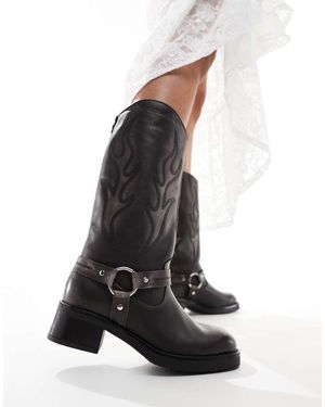 Steve Madden Bloom Leather Pull On Biker Knee Boots - White