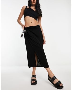 Jdy Knot Detail Midi Skirt - Black