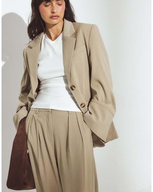 NA-KD Oversized Blazer With Wide Sleeves - Natural