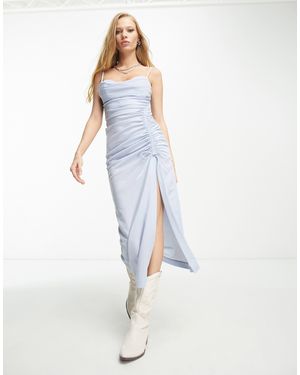 emory park Slinky Ruched Detail Midi Dress - White