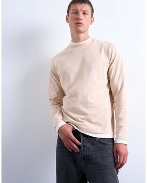 TOPMAN Long Sleeve Doubled Layered Tee - White