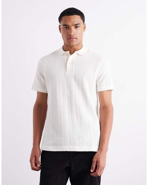Mango Polo De Punto De Mezcla De Algodón De -Neutro - Blanco