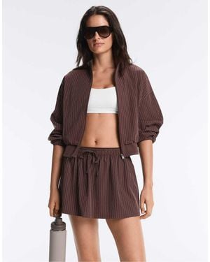 Oysho Pinstripe Double-waist Mini Skirt - Brown