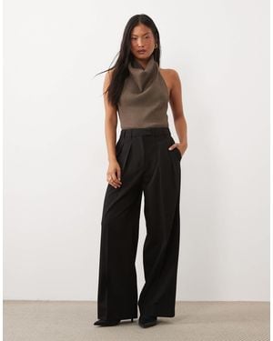 ASOS Petite anzughose mit weitem bein und falten-detail - Schwarz