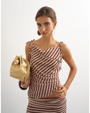 TOPSHOP Gestreiftes cami-top mit bindedetail - Braun