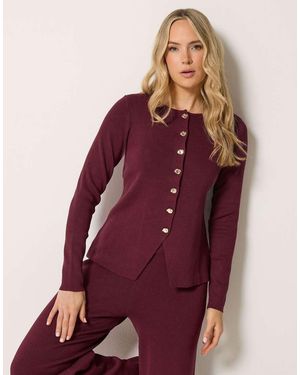Long Tall Sally Button Through Cardigan - Purple