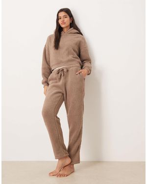 ASOS Lounge Cuddle Cropped Hoodie & Tapered Leg Pants Set - Natural