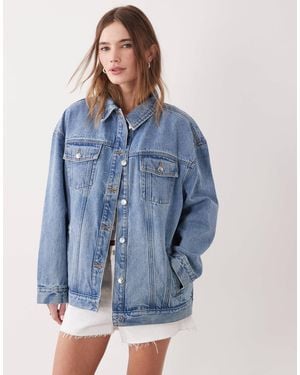 Miss Selfridge Oversized Denim Jacket - Blue
