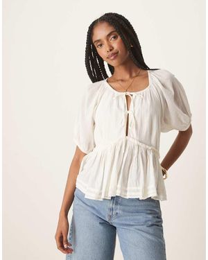 Nobody's Child Top De Estilo Boho Con Detalle De Lazada Martha De - Blanco