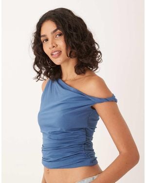 Abercrombie & Fitch Asymmetric Twist One Shoulder Top - Blue