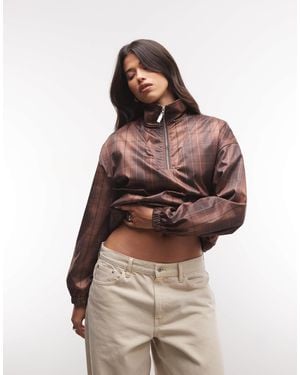 Liquor N Poker Boxy Oversized Quarter Zip Jacket - Brown