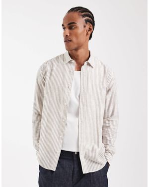 Only & Sons Linen Mix Long Sleeve Shirt - White