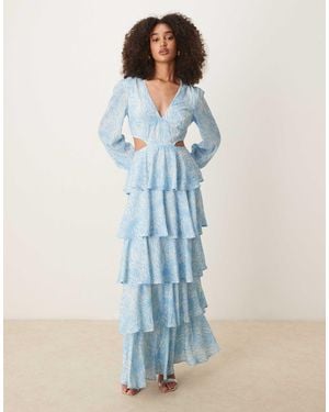 Pretty Lavish Ashton Cut-Out Ruffle Maxi Dress - Blue