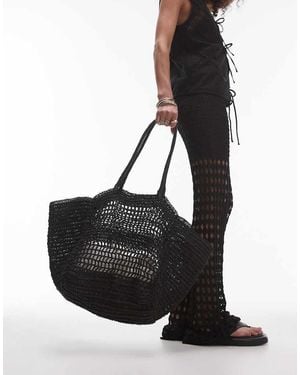 TOPSHOP Timi Woven Straw Tote Bag - Black