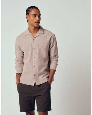 ASOS Relaxed Revere Seersucker Stripe Shirt - Gray