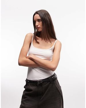 Monki Scoop Neck Strappy Vest - White