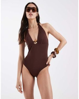 Lindex Costume Da Bagno Allacciato Al Collo Scuro - Marrone