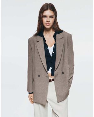 Pull&Bear Blazer Doppiopetto Color Visone - Marrone