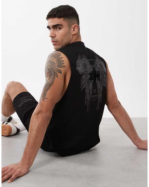 River Island Japanese Tank And Shorts Co-Ord - Black