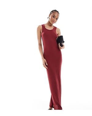 ONLY Ribbed Maxi Dress - Red