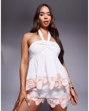 River Island Haltertop Met Fruitborduursel - Paars