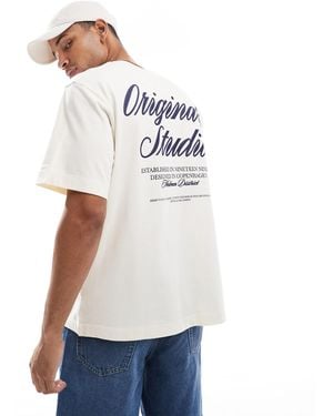 Jack & Jones Oversize T-shirt With Script Back Print - White
