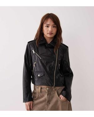 River Island River Island Belted Cropped Biker Jacket - Black