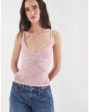 Hollister V Neck Lace Cami Top - Brown
