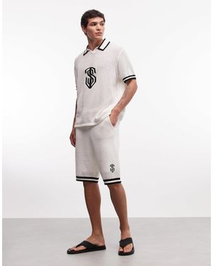 Sixth June Short d'ensemble en maille brodée - Blanc