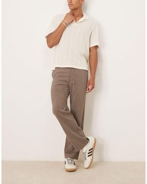 Abercrombie & Fitch Pantalon habillé coupe droite décontractée à carreaux - marron - Neutre