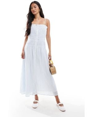 Miss Selfridge Poplin Shirred Body Button Up Maxi Dress - White