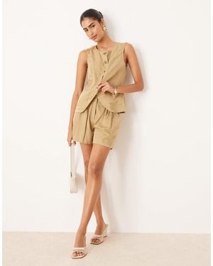 Vila Round Neck Waistcoat Co-ord - Natural