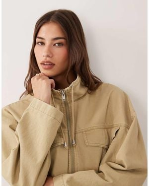 ASOS Denim Lightweight Funnel Neck Jacket - Brown
