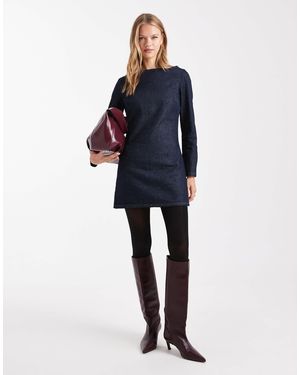 ASOS Long Sleeve Denim Shift Mini Dress - Blue