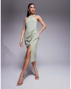 Lavish Alice Vestido Midi Con Cuello Halter De - Multicolor