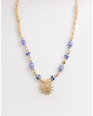 Accessorize Sun Charm Riviera Beaded Neckalce - Metallic