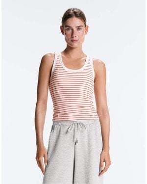 Oysho Long Rib Round Neck Modal Tank Top - White